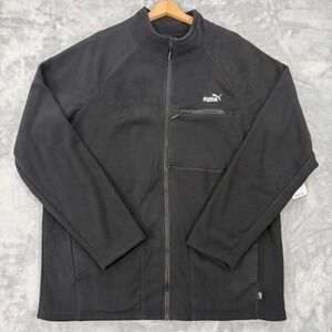 Puma Polar Fleece Raglan Sleeve Mens XL Black Zip Up Jacket PFA24VMO-16585 NEW
